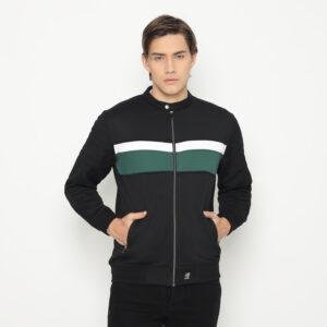 d&f Jaket CVC Hitam Cut & Swen Putih Hijau Botol