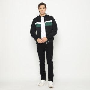 d&f Jaket CVC Hitam Cut & Swen Putih Hijau Botol