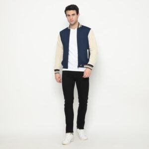 d&f Jaket Bomber CVC Pria Navy Cream