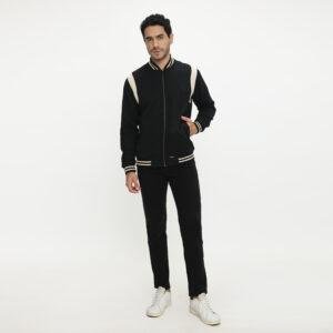 d&f Napoleon Jaket shoulder cut & sewn pria- Hitam Cream