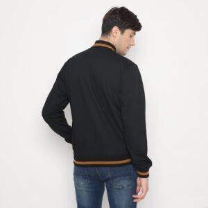 d&f CVC Jaket bomber pria cut &  sewn - hitam list coklat