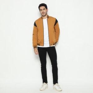 d&f CVC Jaket pria Bomber - coklat list hitam
