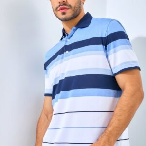 Jack Nicklaus Falcone Premium Bold Chest Stripe Polo Blue Robin