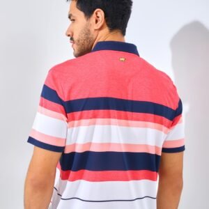 Jack Nicklaus Falcone Premium Bold Chest Stripe Polo Sporting Coral