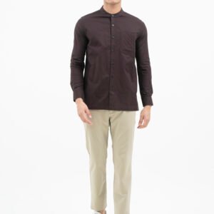 Jack Nicklaus Jet Set Kemeja Pria Lengan Panjang Slim Fit Dark Brown
