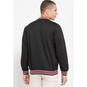 d&f Jaket pria Bomber red white in collar - Hitam