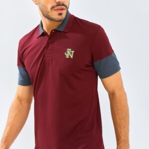 Jack Nicklaus Clark Polo Shirt Pria Slim Fit Burgundy