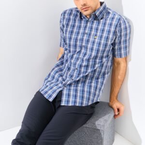 Jack Nicklaus Arturo Chelsea Plaid Short Sleeve Classic Navy