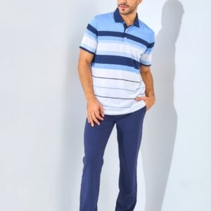 Jack Nicklaus Falcone Premium Bold Chest Stripe Polo Blue Robin