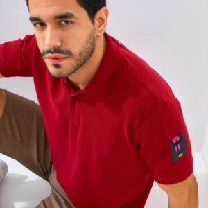 Jack Nicklaus Bariton Polo Shirt Pria Regular Fit Burgundy