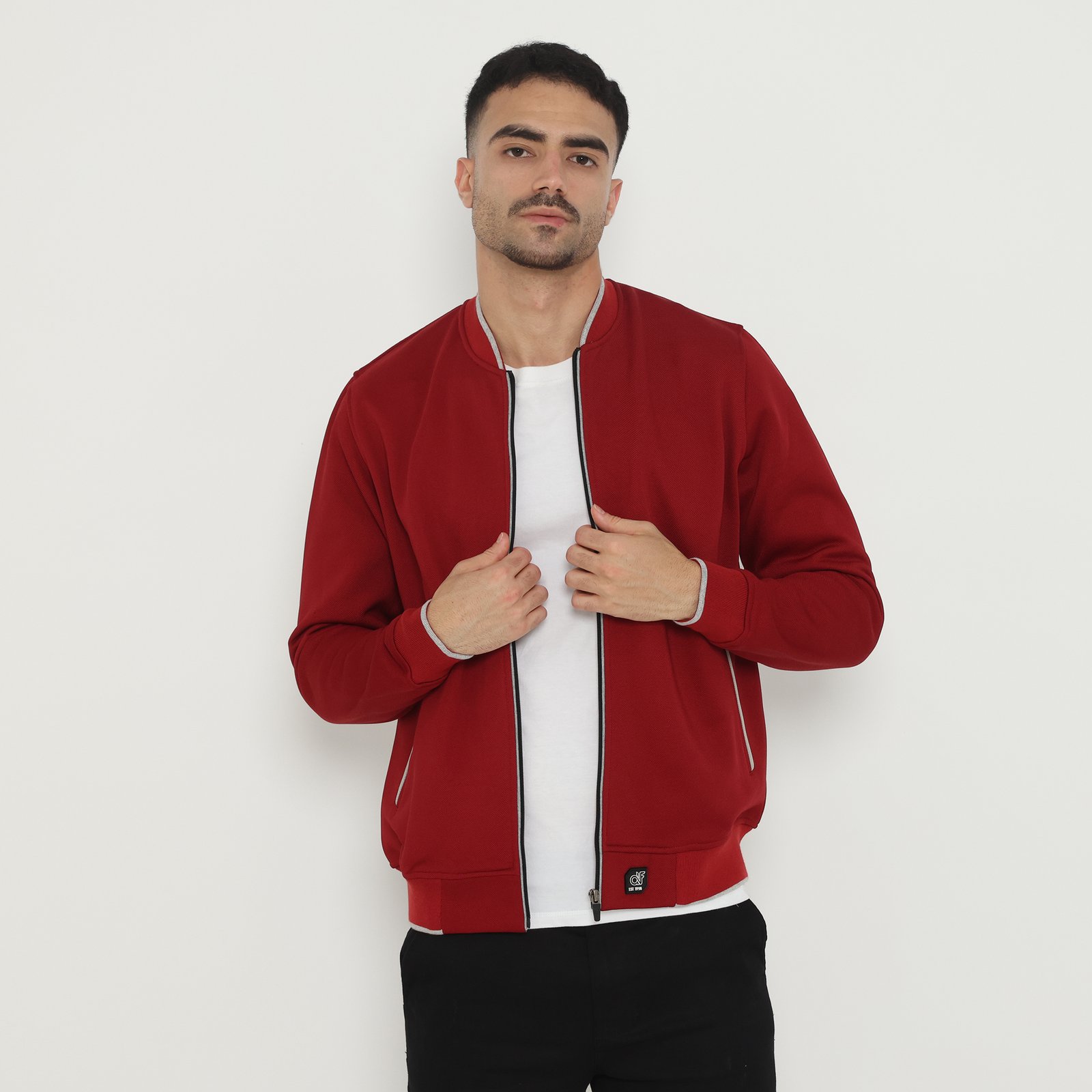 d&f Jaket Bomber pria - Maroon