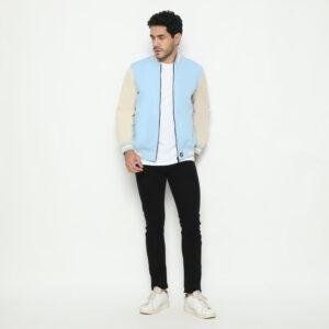 d&f CVC Jaket bomber pria - Sky blue cream