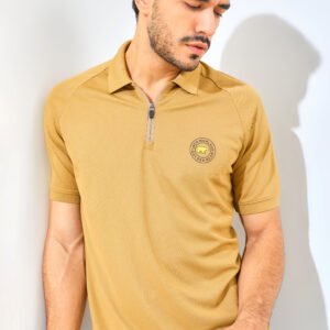 Jack Nicklaus Ferris Polo Shirt Pria Slim Fit Khaki