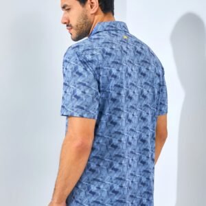 Jack Nicklaus Roccella Premium Zig Zag Print Polo Regular Fit Blue Robin