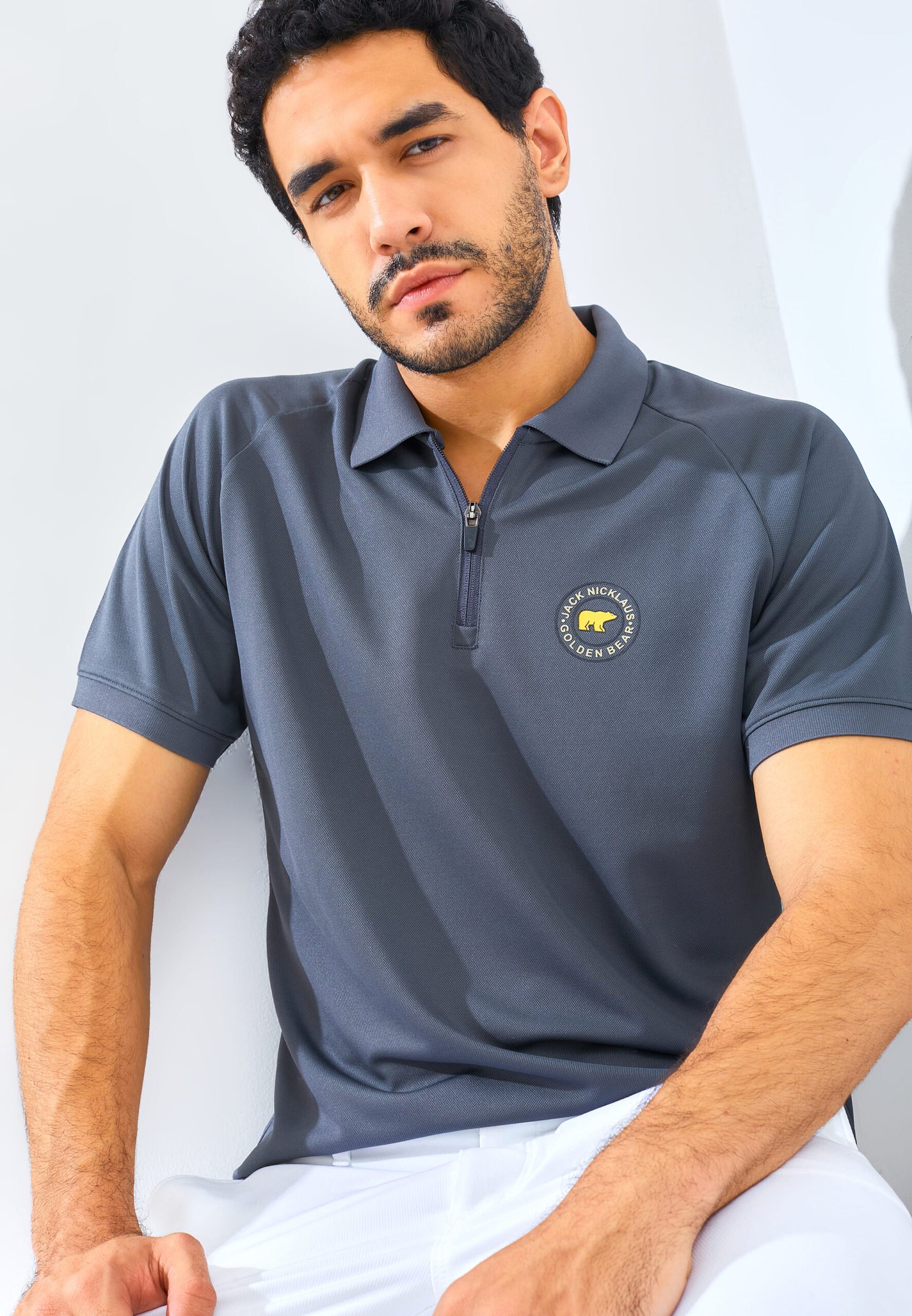 Jack Nicklaus Ferris Polo Shirt Pria Slim Fit Iron Gate - Image 5