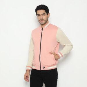 d&f CVC Jaket Bomber pria - Dusty pink cream