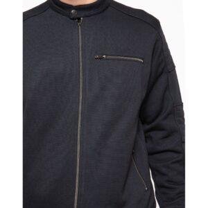 d&f CVC Jaket pria Bomber cut & sewn casual - Hitam