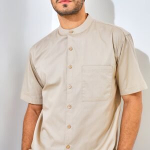 Jack Nicklaus Elite Kemeja Pria Lengan Pendek Slim Fit Khaki