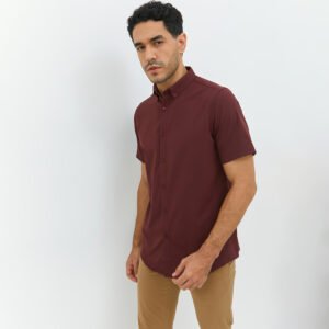 Jobb Elton Kemeja Pria Lengan Pendek Slim Fit Wine