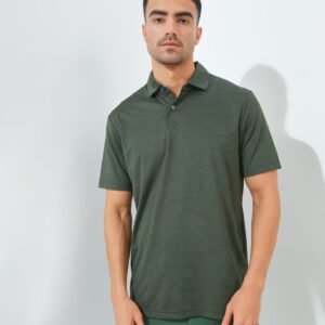 Jack Nicklaus Fourseasons Premium Tonal Two Color Solid Polo Olive Shadow