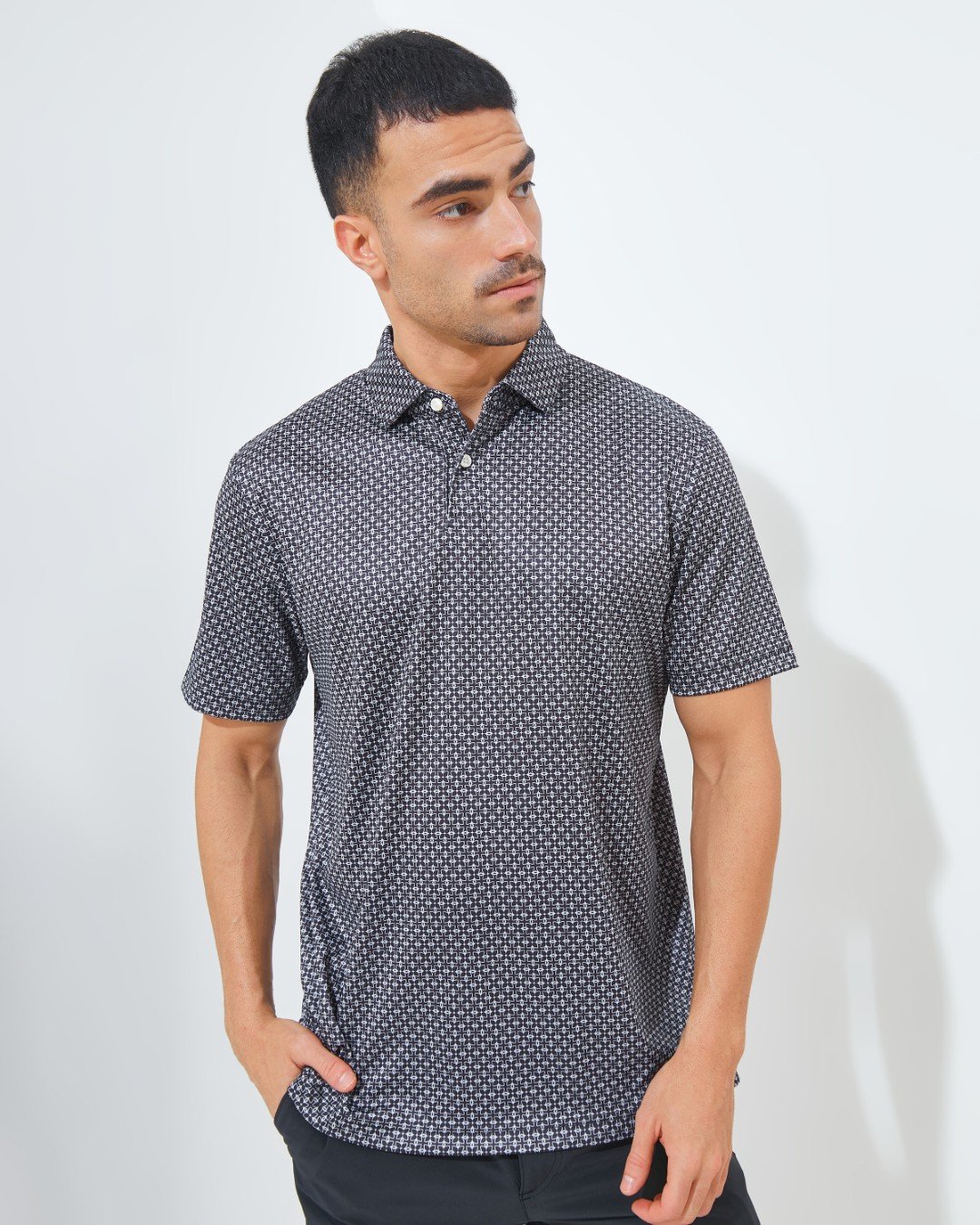 Jack Nicklaus Intercontinental Premium Tile Printed Polo Caviar - Image 2