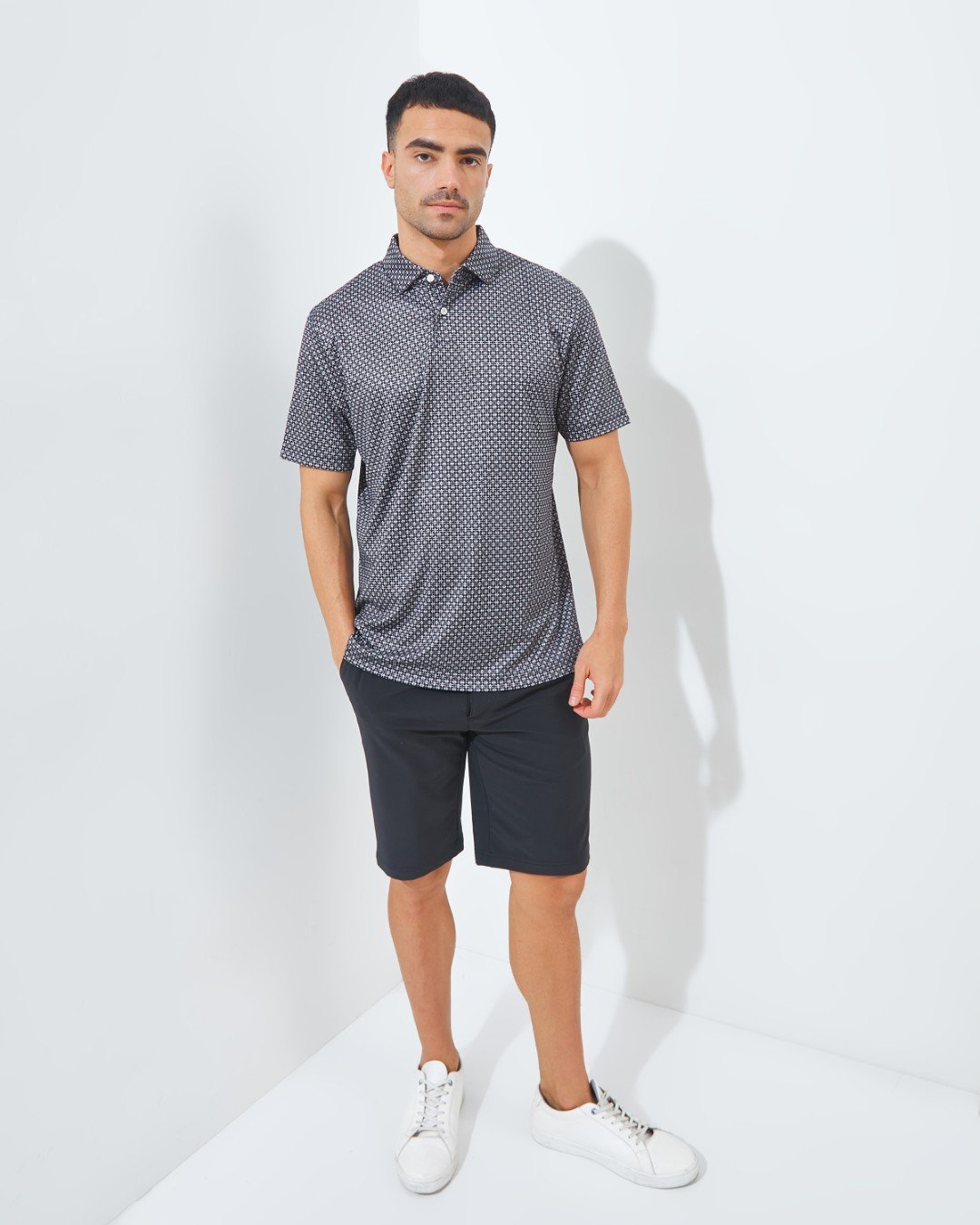 Jack Nicklaus Intercontinental Premium Tile Printed Polo Caviar - Image 6