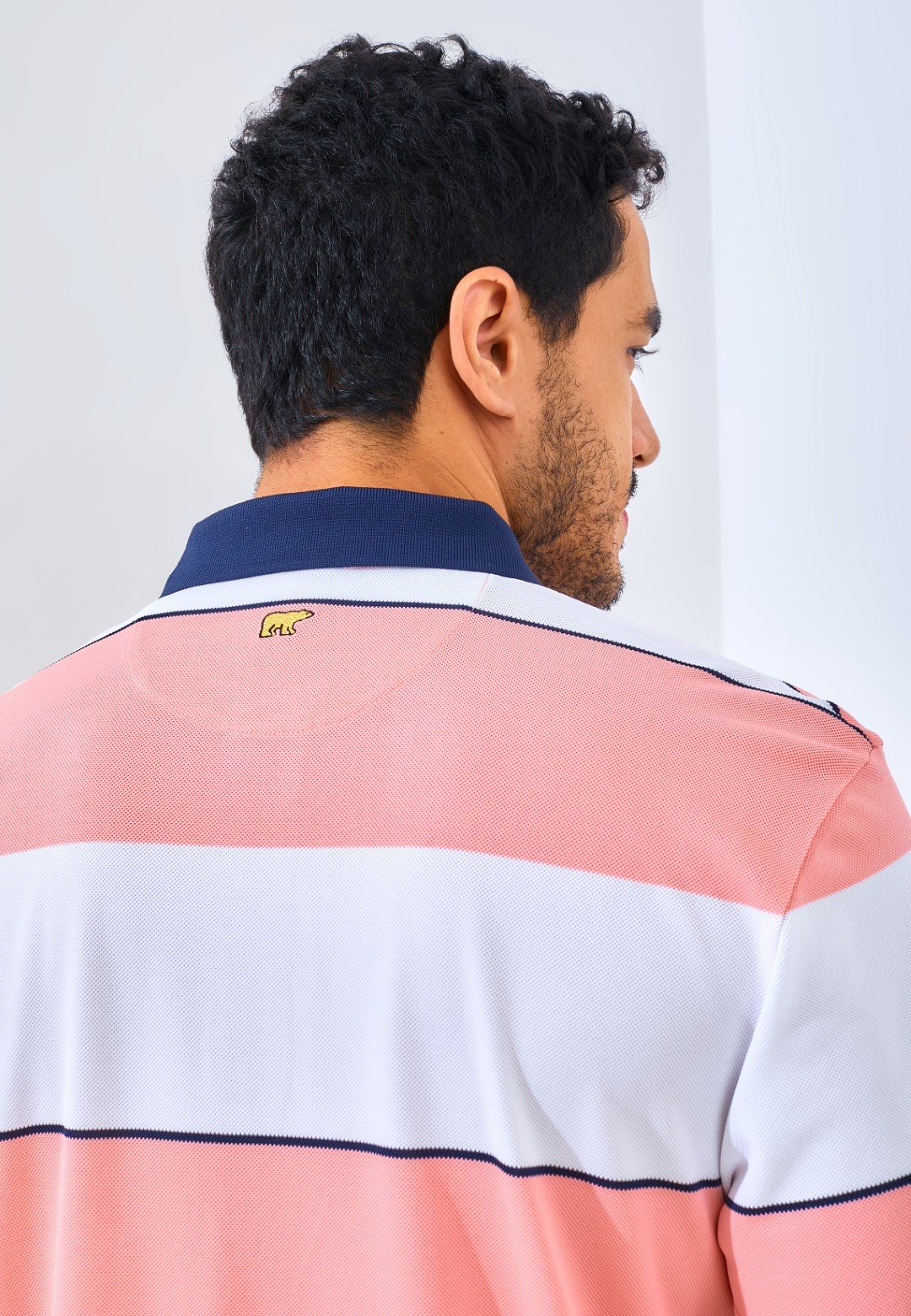 Jack Nicklaus Francofonte Premium Regatta Stripe Polo Sporting Coral - Image 5