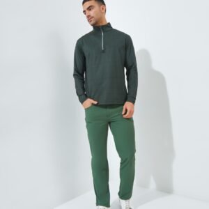 Jack Nicklaus Mandarin Premium Crosshatch Print Polo Olive Shadow