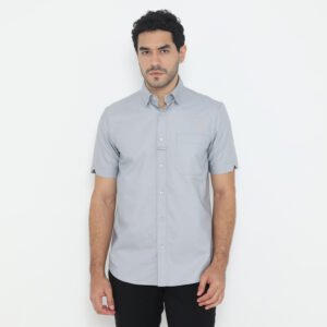 Jack Nicklaus Savoy Kemeja Pria Lengan Pendek Slim Fit Light Grey