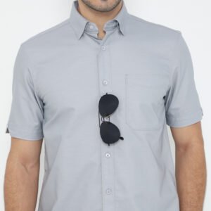 Jack Nicklaus Savoy Kemeja Pria Lengan Pendek Slim Fit Light Grey