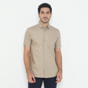 Jack Nicklaus Savoy Kemeja Pria Lengan Pendek Slim Fit Light Brown