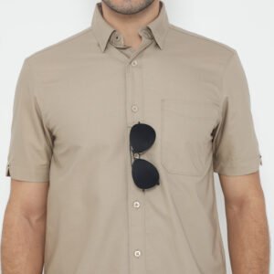 Jack Nicklaus Savoy Kemeja Pria Lengan Pendek Slim Fit Light Brown