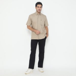 Jack Nicklaus Chester Kemeja Pria Lengan Pendek Regular Fit Light Brown