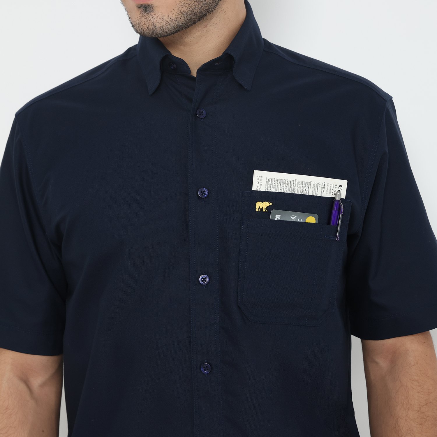 Jack Nicklaus Winter Kemeja Pria Lengan Pendek Regular Fit Navy - Image 3