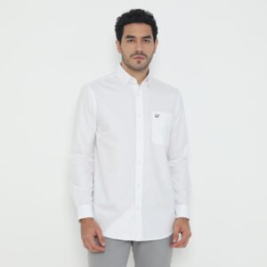 Jack Nicklaus Saunders Kemeja Pria Lengan Panjang Slim Fit Putih