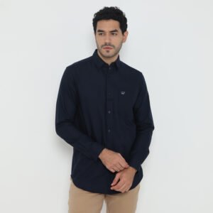 Jack Nicklaus Saunders Kemeja Pria Lengan Panjang Slim Fit Navy