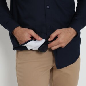 Jack Nicklaus Saunders Kemeja Pria Lengan Panjang Slim Fit Navy