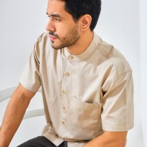 Jack Nicklaus Elite Kemeja Pria Lengan Pendek Slim Fit Khaki