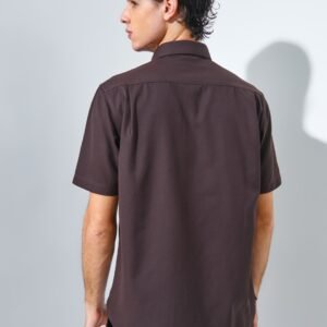 Jack Nicklaus Aymeric Kemeja Pria Lengan Pendek Slim Fit Dark Brown