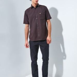 Jack Nicklaus Aymeric Kemeja Pria Lengan Pendek Slim Fit Dark Brown