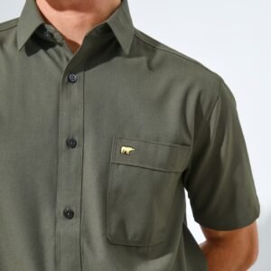 Jack Nicklaus Aymeric Kemeja Pria Lengan Pendek Slim Fit Dark Green