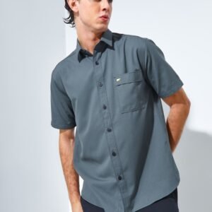 Jack Nicklaus Aymeric Kemeja Pria Lengan Pendek Slim Fit Dark Grey