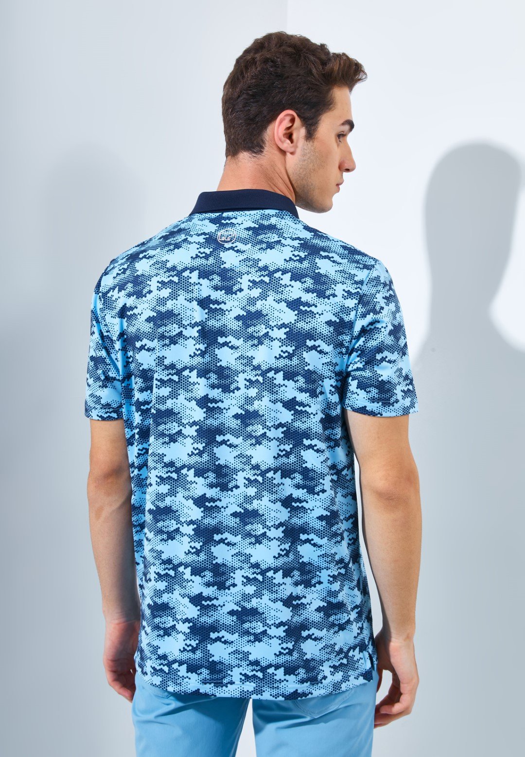 Jack Nicklaus Balboa Premium Mix Print Polo Blue Surf - Image 4