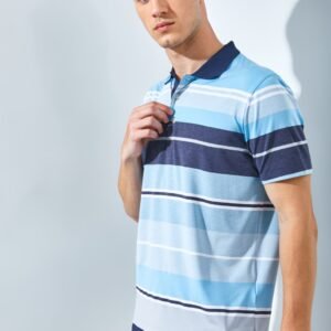 Jack Nicklaus Brunellos Premium Multi Stripe Polo Blue Surf
