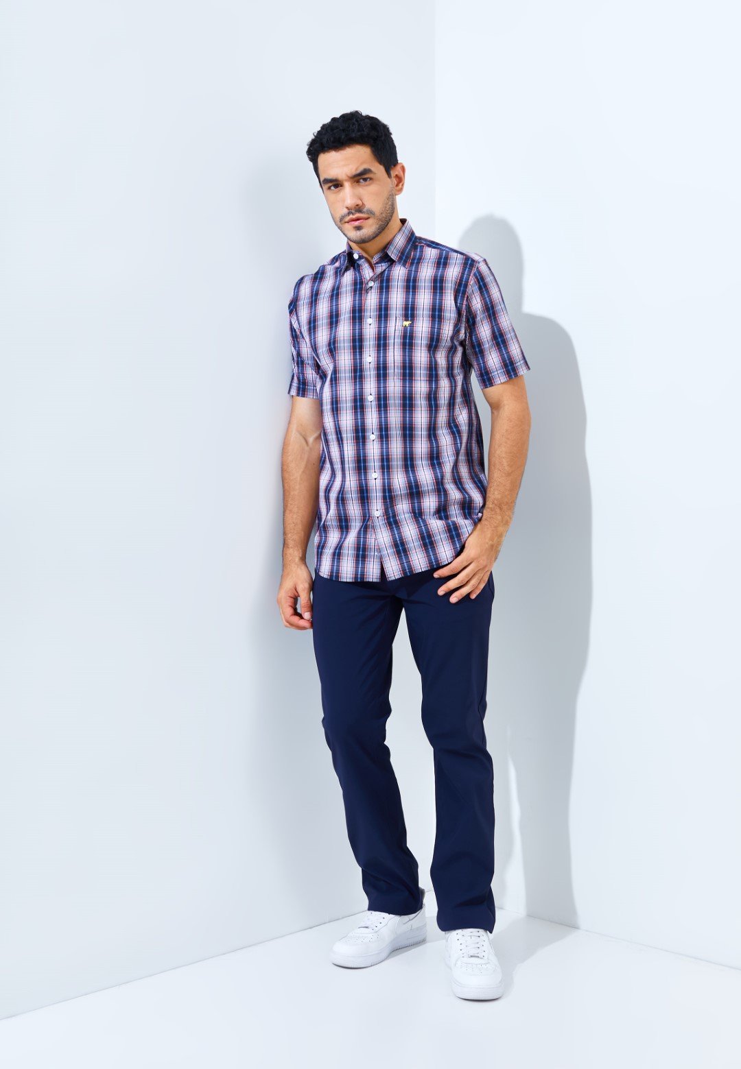 Jack Nicklaus Causeway Premium men's shirt Winslow Plaid Classic Navy - Image 6