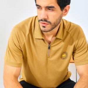 Jack Nicklaus Ferris Polo Shirt Pria Slim Fit Khaki