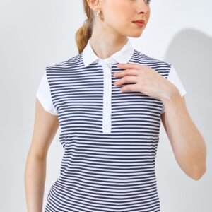 Jack Nicklaus Chrystal Premium Body Stripe Polo Ladies Bright White