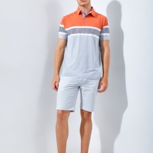 Jack Nicklaus Copperfield Premium Tonal Stripe Polo Red Dune