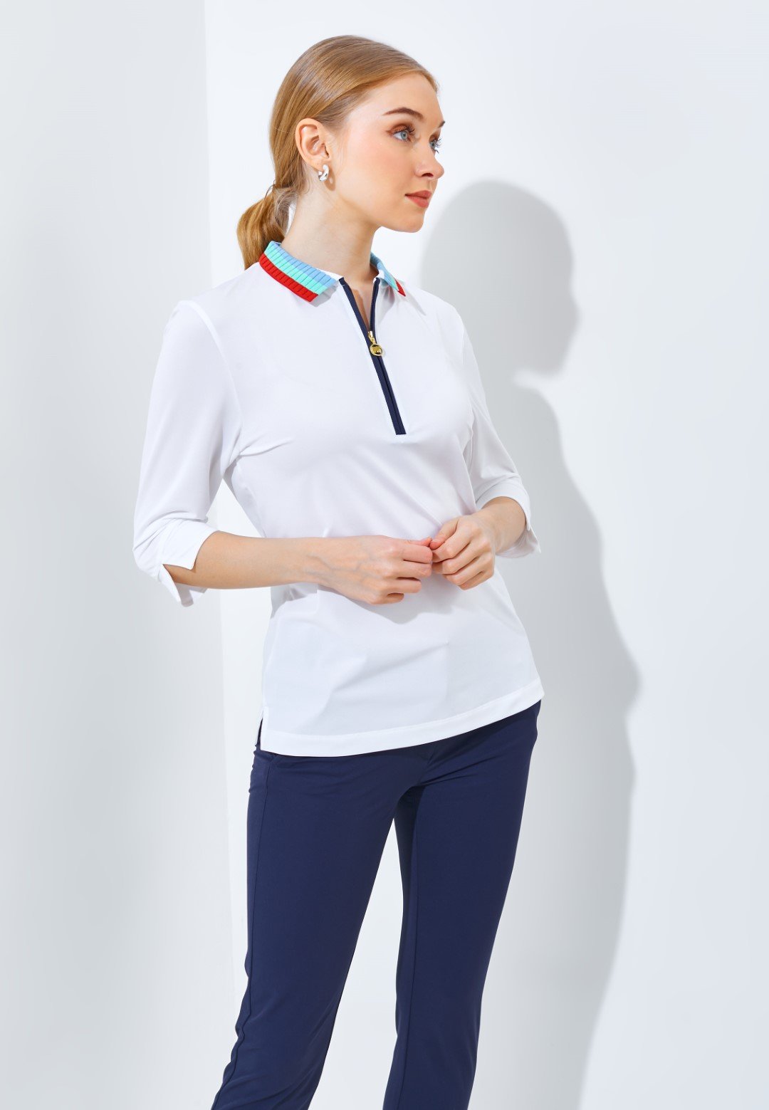 Jack Nicklaus Cypress Premium Solid Polo Ladies Bright White - Image 3