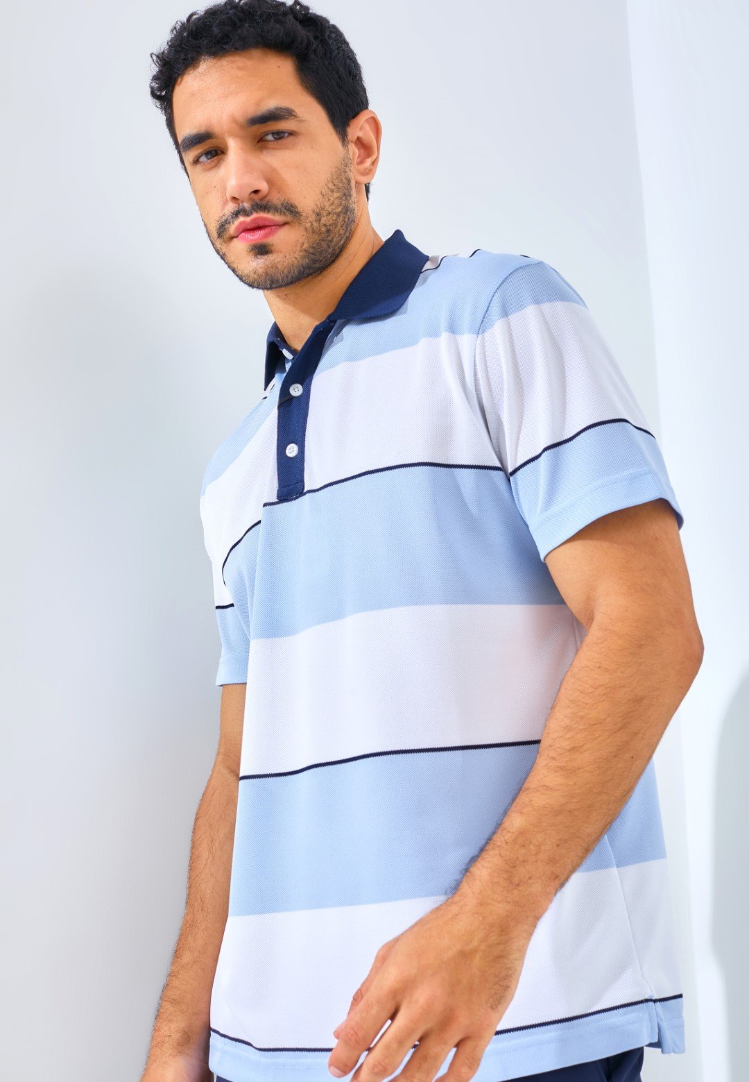 Jack Nicklaus Francofonte Premium Regatta Stripe Polo Blue Robin